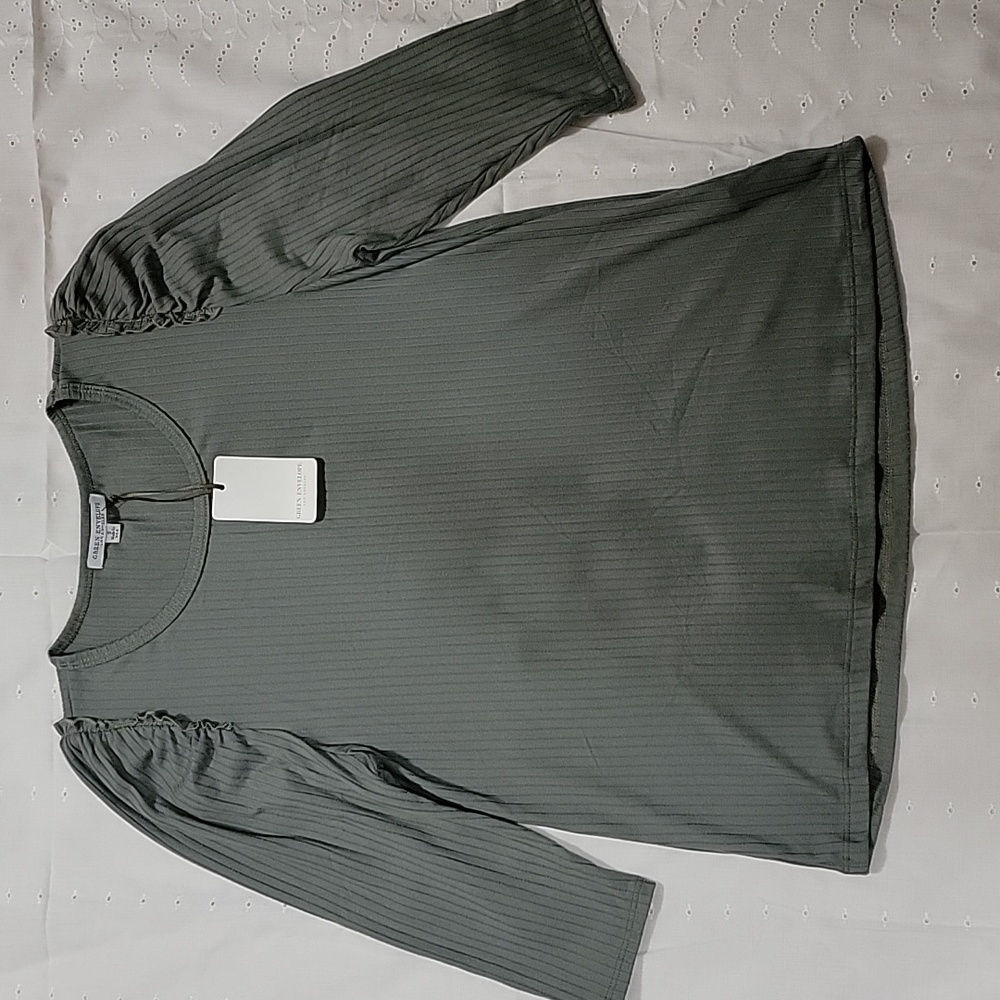 Women's Green Envelope Ribbed Tee,‎ Green, Size Small, NWT